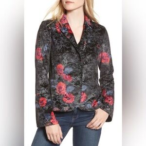 Hinge | Black Red Floral Blazer Jacket, size S
